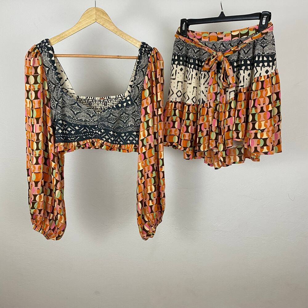 Free People Naomi Printed Set - Neutral Combo - Size XS